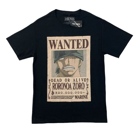 Roronoa Zero Wanted Poster T Shirt Mens S Small Black One Piece Pirate Hunter - Picture 1 of 9
